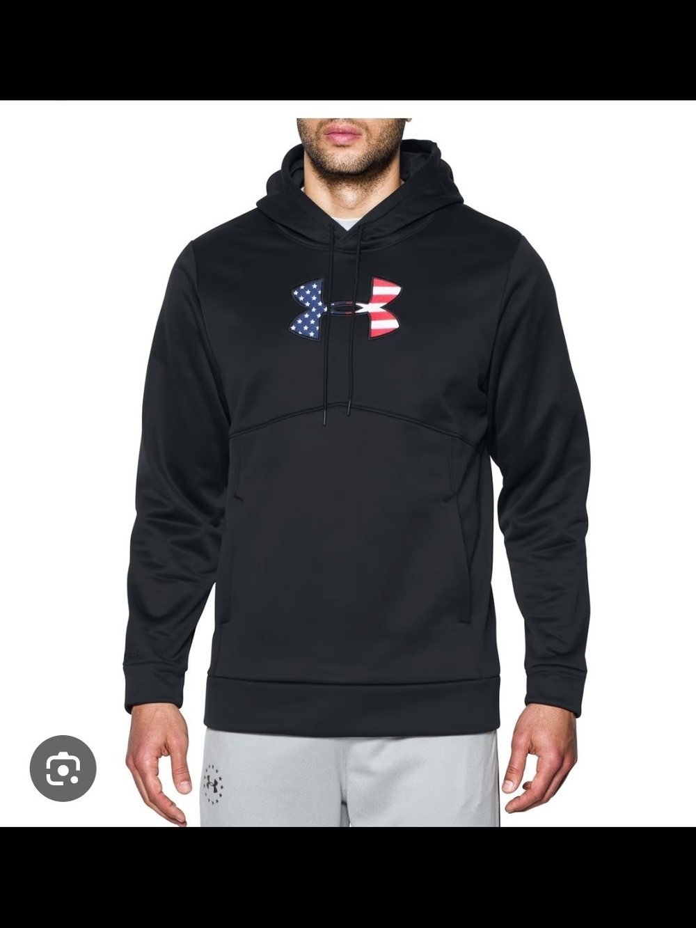 Under Armour Men's BFL Black Hoodie with American Flag Logo Size Large